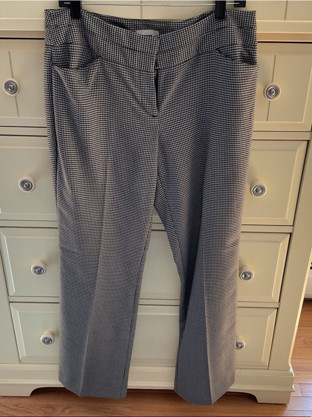 LOFT Black & White Houndstooth Straight-Leg Pants